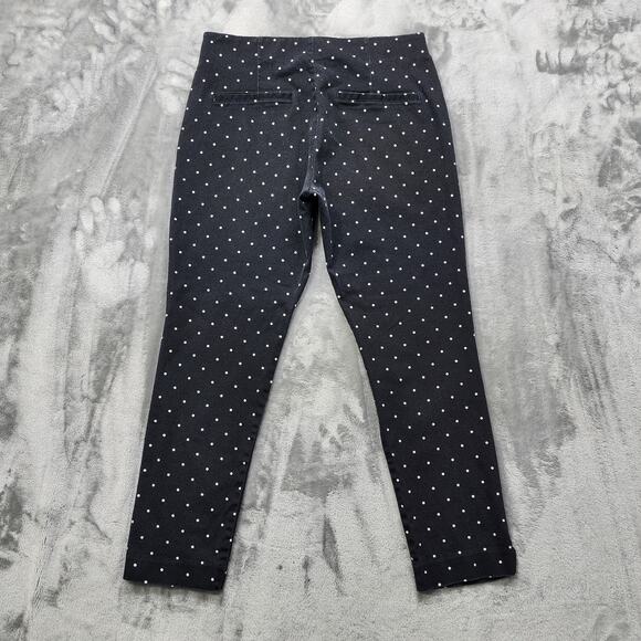 Old Navy Pants Women 14 Black White Polka Dot Wow Ankle High Rise Stretch Preppy - Picture 2 of 12